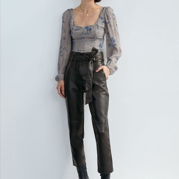 Wilfred front tie pants leather - Picture 1 of 4